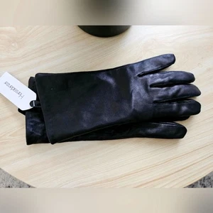 NWT Harssidanzar Women's Black Leather outdoor Winter Casual Gloves Size Large. - Picture 1 of 6
