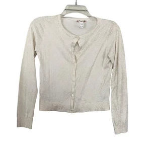 Bonpoint Mädchen Ecru Gold Splatter leichte Strickjacke Pullover Gr. 12 - Bild 1 von 6
