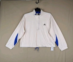 Women's Adidas  Size XL Full Zip Cream Sweatshirt Track Jacket MSRP $65 - Picture 1 of 14