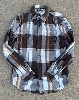 Kirra Flannel Plaid Women’s Medium Brown White Size Medium Surf Skate Vintage - Image 1 of 4