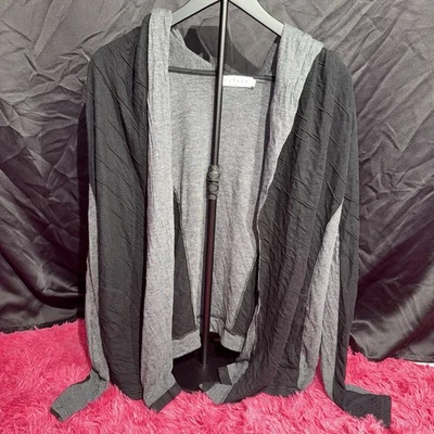 Velvet By Graham And Spencer Black And Grey Hooded Cardigan Size Medium - Image 1 of 4