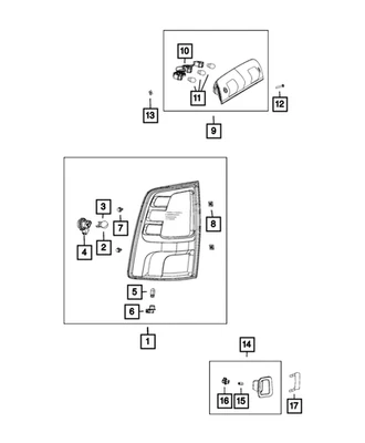 Nuevo genuino Ram 2500 luz trasera lámpara tope izquierda (2013-2018) OE 68088551AA Foto 1 de 4