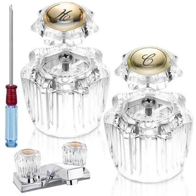 	Bathroom Faucet Knobs Replacement Hot & Cold Handles with Screwdriver for De... - Image 1 of 4