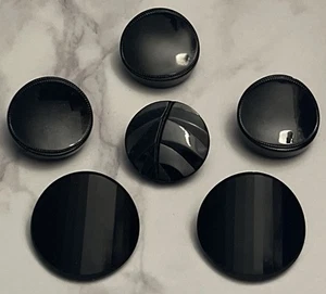 Vintage Czech Black Glass Buttons Button Lot 141-2 - Picture 1 of 9