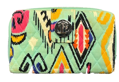 Vera Bradley Cartera Doble Plegable Mujer Acolchada Cremallera Verde Claro Pueblo Foto 1 de 4