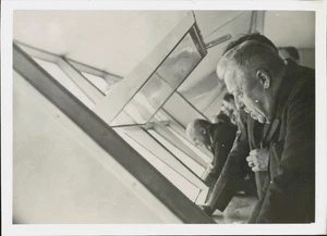 Undated Press Photo Dr. Hugo Eckener Commander of Hindenburg at Ship Window - Picture 1 of 2