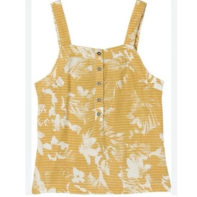 Camiseta sin mangas grande RVCA con estampado floral amarillo mostaza Foto 1 de 4