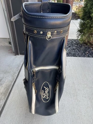 Vintage Ford HOT-Z Leather 6 Way Golf Bag W/rain Cover And Headcovers Blue RARE - Image 1 of 4