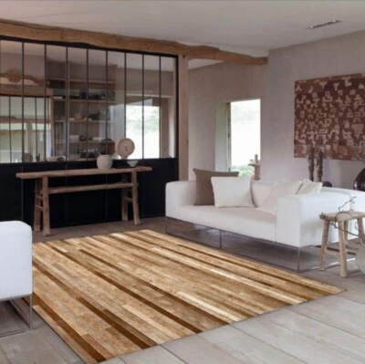 Modern Cowhide Leather Patchwork Rug  – Hairon Carpet for Living Room, - Image 1 of 4