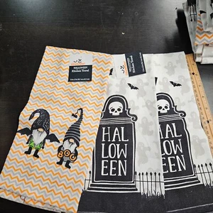 3er Set Halloween GRABSTEIN & ZWERGE Küche Handtücher Polyester Dekoration - Bild 1 von 3