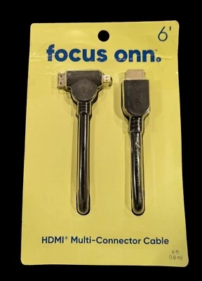 Onn Focus HDMI Multi-Connector Cable Mini/Micro 6 feet 1080P - NEW™ - Image 1 of 2
