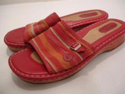 Sandalias de cuña de algodón de cuero rojo San Benito 11 M Born Drills para mujer Foto 1 de 4