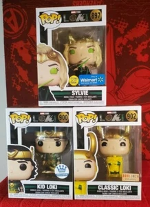 Funko Pop Loki Exclusive - Sylvie 897 , Classic Loki 900, Kid Loki 902 + Prot - Picture 1 of 8
