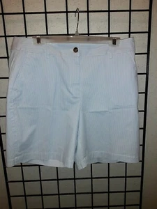 Kim Rogers Bermuda Shorts Blue and White Pin Stripe Size 14 - Picture 1 of 4