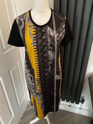 Abito body ICONIC VERSACE jeans giallo e nero UK 8 I 40