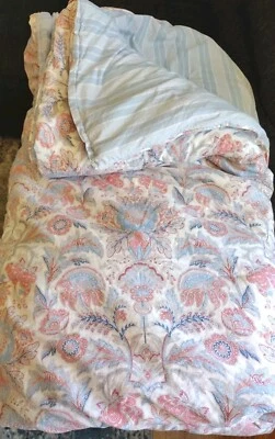 Ralph Lauren Queen Reversible Comforter Floral Blue, Coral, Cream Paisley - Image 1 of 4