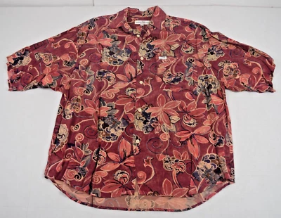 Vintage Guess Shirt Size L Magenta Floral 80s Soft Rayon Made USA - Image 1 of 4
