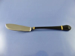 CAROUSELLE BLACK Gold Accent MASTER BUTTER KNIFE BY YAMAZAKI PATRICK STAINLESS  - Picture 1 of 4