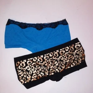 Set of 2 Boyshort Panty Black Gold Blue Dots Large XL - Picture 1 of 5