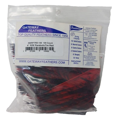 100 Pack Gateway Feathers 4" Right Wing: Parabolic Camo Tre Red 400RPTRD-100 - Image 1 of 3