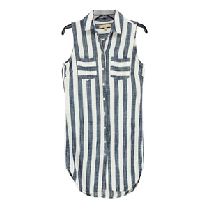 Hope & Harlow Damen Shirtkleid 6 ärmellos blau gestreift Costal Oma - Bild 1 von 7