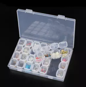 Clear Plastic 28 Slots Empty Storage Box Nail Art Rhinestone Tools Jewelry Box - Picture 1 of 3