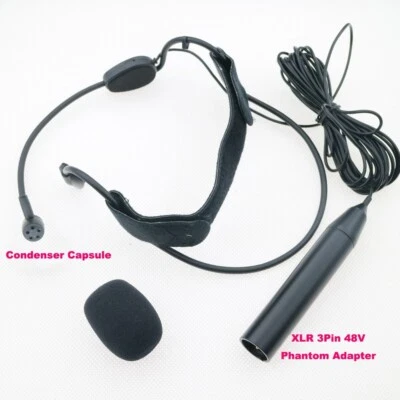 Head Wear Condenser Microphone XLR 3Pin Phantom Power Music Mics 5m to Mixer - Image 1 of 4
