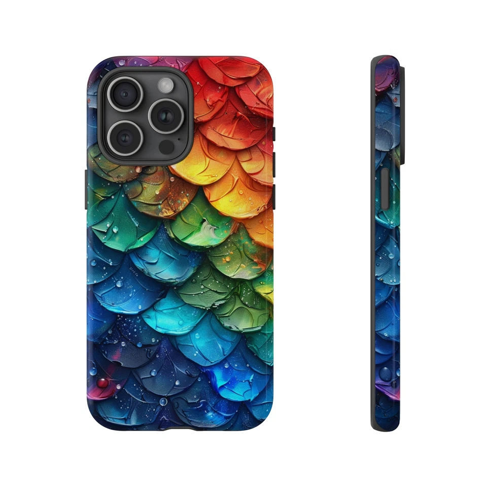 For iPhone / Galaxy / Pixel | Phone Ink Case - Mermaid Rainbow Scales - Image 1 of 4