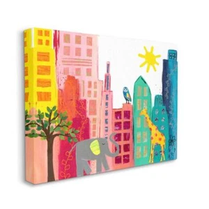 Stupell Industries Kid's Safari Animal City Scene Elephant Giraffe Owl Design... - Picture 1 of 6