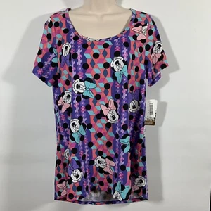 NEW Lularoe Women's M Disney Minnie Mouse Classic T Shirt, Pink/Purple Geometric - Picture 1 of 10