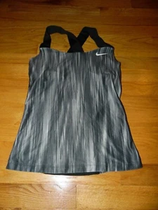 Women' s NIKE Sports Tank/Bra Sz Sm Black & Gray Striped EXC Cond - Picture 1 of 3