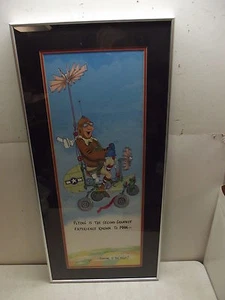 VINTAGE PETER MULCAHY'S CARTOON FRAMED AIRPLANE LITHOGRAPH PRINT - Picture 1 of 1