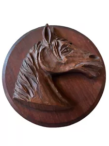 Placa de pared cabeza de caballo vintage tallada a mano madera colgante de pared bellamente hecha - Imagen 1 de 5