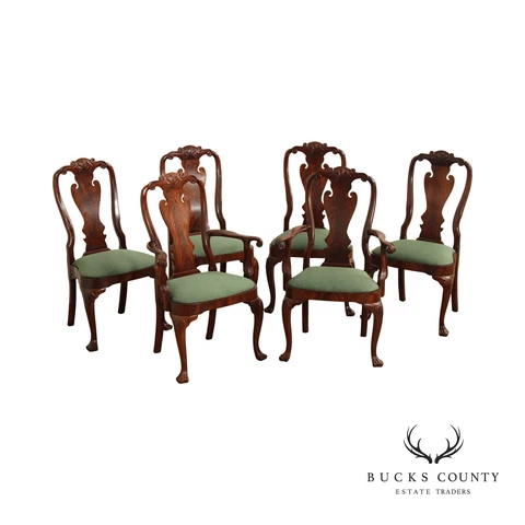 Councill Queen Anne Style Set of Six Mahogany Dining Chairs Cover
