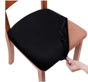 smiry Original Velvet Dining Chair Seat Covers, Stretch Fitted Dining Room Uphol - Picture 1 of 8