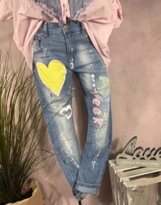 S.Woman JEANS Calce holgado elástico manguera estampado SW1205 L 40 42 - Imagen 1 de 6