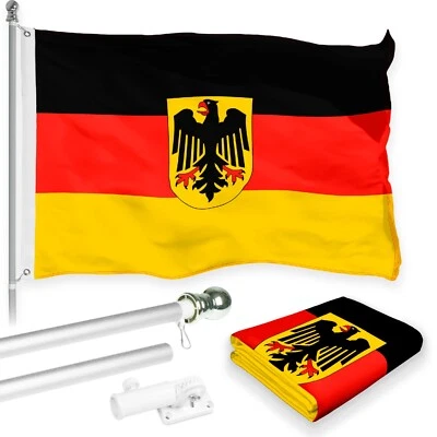 NOVO G128 Bandeira e mastro de bandeira da Alemanha, 6 pés poste de prata e 3x5 pés 150D bandeira - Imagem 1 de 4