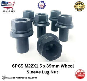 6 Pack 33mm M22-1.5 x 39mm Sleeve Wheel Lug Nut M22-1.5x39mm Skirt Flange - Picture 1 of 3