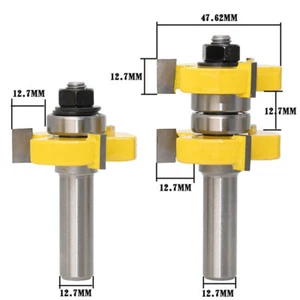 2pc 1/2" Shank Tongue and Groove Joint Assembly Router Bit Set 1-1/2" Stock - Picture 1 of 3