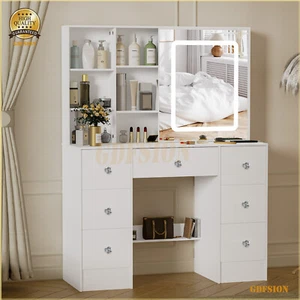 Makeup Vanity Table Set With Smart LED Sliding Mirror + USB Ports Dressing Desk - Picture 1 of 15