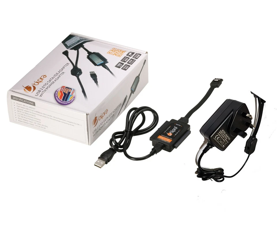 USB 2.0 to SATA/IDE Adapter Kit with Power Adapter for 2.5/3.5/5.25 Hard Drive - Image 1 of 4