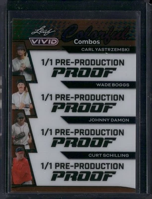 Yastrzemski/Boggs/Johnny Damon/Schilling 2024 Folha Vívida em Branco Prova Traseira 1/1 - Imagem 1 de 2