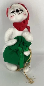 New In Packaging Anna Lee Christmas Mouse Holding Green Gift Bag 19 inch Posable - Picture 1 of 18