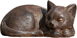 Bronze Sleeping Cat Statue 3.5H Resin & Stone Home Outdoor Decorative Gift - Picture 1 of 3