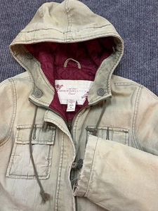 Vtg Abercrombie & Fitch Y2K Hooded Quilted Lining Utility Jacket Canvas Medium - Picture 1 of 14