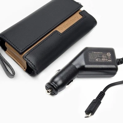 Original Blackberry Car Charger & Universal Pouch Sleeve Cover for Curve 8530 - Image 1 of 4