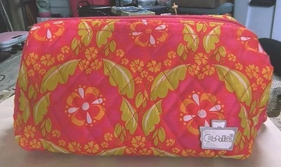 Bolso de Viaje Caboodles Para Mujer Rosa Floral Acolchado Maquillaje Medias Bolsillo Interior Cremallera Foto 1 de 4