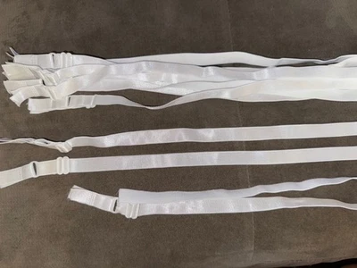 6 pares BLANCO coser en espagueti lencería sujetador correas brillantes elásticas 1/2" de ancho Foto 1 de 3