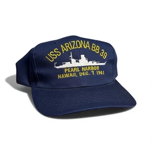 De colección USS Arizona BB 39 Pearl Harbor Snapback Trucker Sombrero Azul Marino Nissun - Imagen 1 de 7