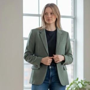 Neu mit Etikett J. Crew 198 $ grüner Damenblazer mit zwei Knöpfen Größe 14 - Bild 1 von 8